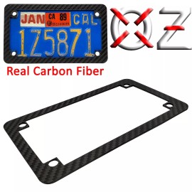 OZ-USA Carbon Fiber License Plate Frame Matte Black Twill Weave Design for Motorcycle