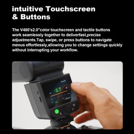 Godox V480 for Canon GODOX TTL Flash - GN50 HSS 1/8000s/650 Flashes/1.7s Recycle/Built-in Modeling Light/Li-ion Battery/Touchscreen/2.4G Wireless Flash/Camera speedlight for Canon