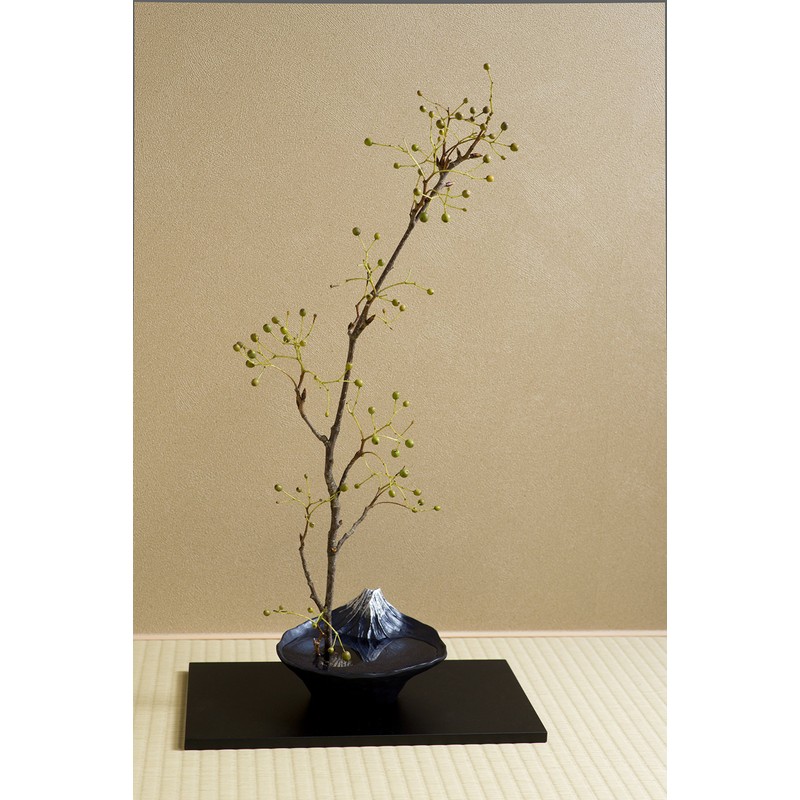 ナガエ 花器水盤 雫影さかさ富士 青富士