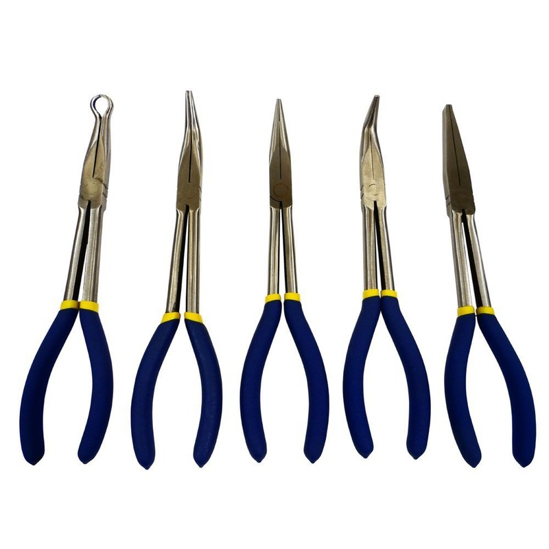 11” Long Needle Nose Pliers Set 5-Piece Plier Kit (Storage