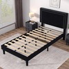 VECELO Twin Size Platform Bed Frame with Adjustable Upholstered Headboard,