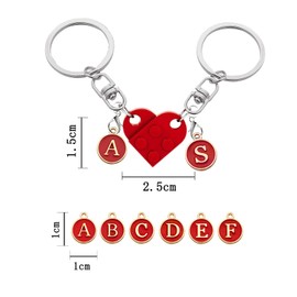 Nimteve Matching Couples Keyring Engagement Gifts for Anniversary Christmas Birthday Keychain for Boyfriend Girlfriend Couple Gifts Brick Heart Keychain for Couples (Matching Couples Keyring-Red)