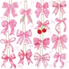 Siifert 15 Pcs Pink Bow Diamond Art Keychains Coquette Party