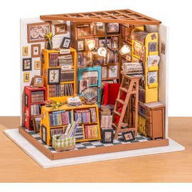 Rolife DIY Dollhouse Sam's Study Library Miniature Books Store Kits Xmas Gift