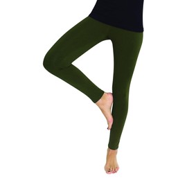 MeMoi Women's Premium Fleece Lined Winter Footless Tights Ivy Green L-XL
