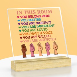 Diversity Gifts Acrylic Plaque with Stand Inspirational Diversity Hand Keepsake Nursery Decorations Kids Nursery Classroom Decor Equity and Inclusion Gifts Christmas Birthday Present for Her