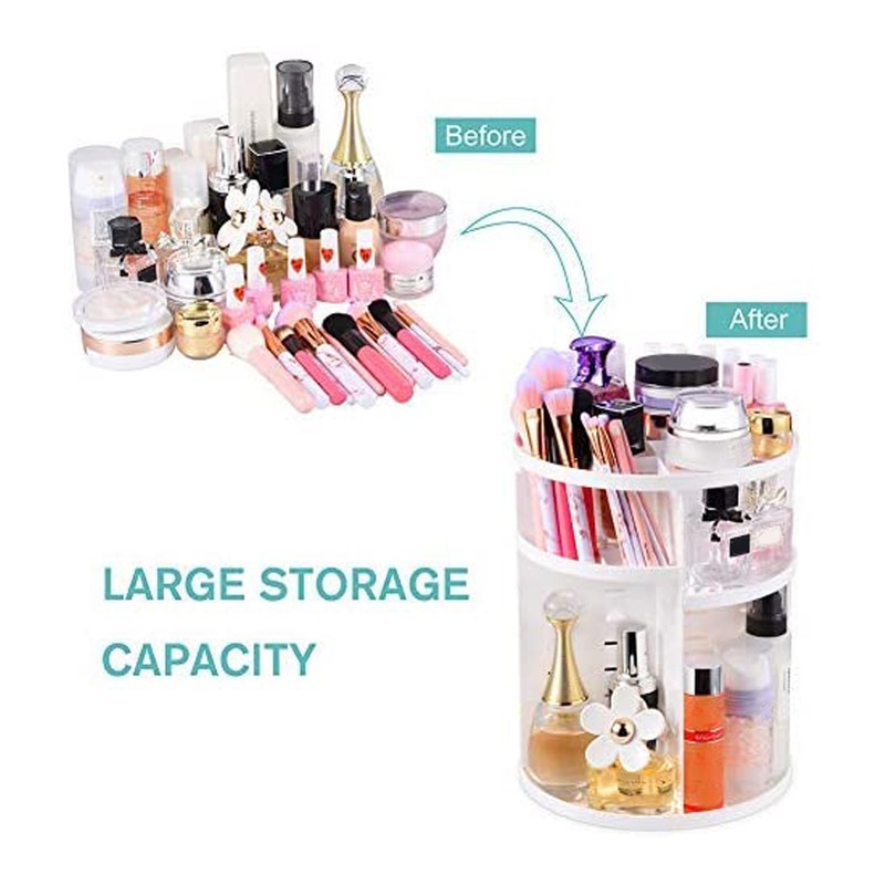 360°旋转化妆品收纳盒（白色）-K