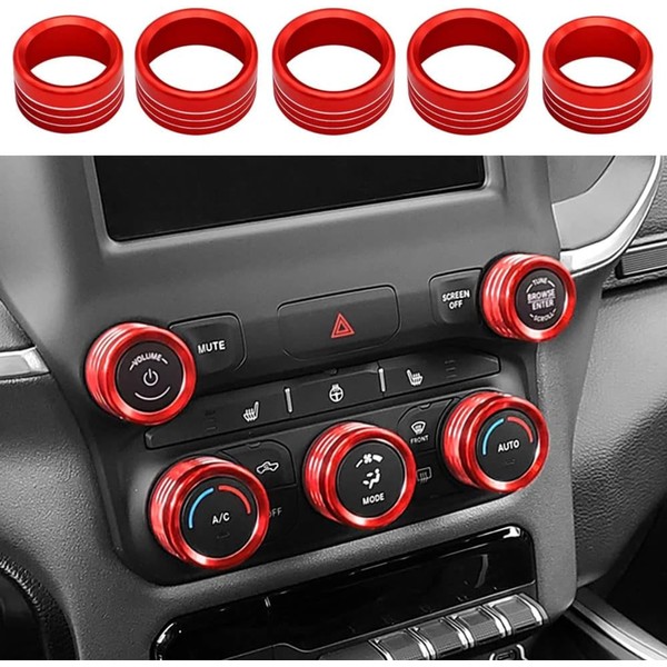 AuTK AC Radio Knob Cover for Dodge Ram 2019 2020