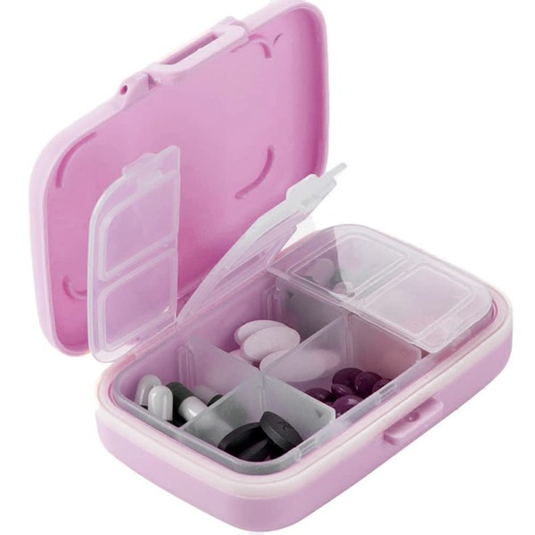 Kaxich Pill Box Waterproof Pill Box with 6 Compartments Pill Box for Travel and Daily Use