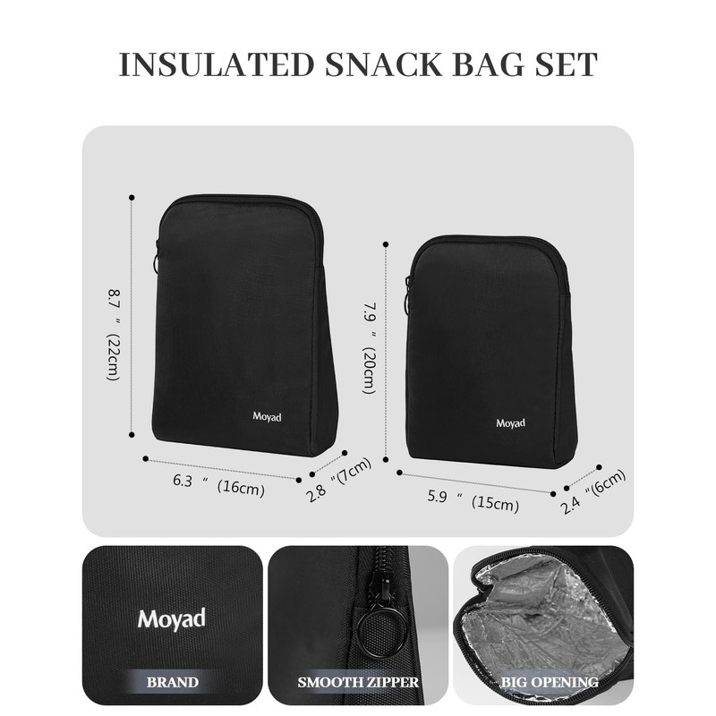Moyad Insulated Sandwich Bags 2 Pack, Small Insulated Lunch Bag