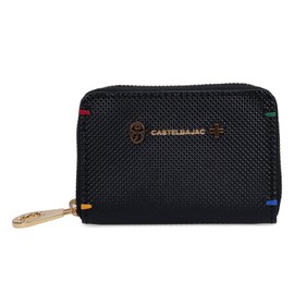 Castelbajac Torque 096632 Round Zipper Coin Case, Coin Purse, Box Type, Leather, Leather Accessories, [Custom Color] Black