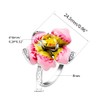 Uloveido Fashion Pink Enamel Peony Flower Ring for Women Girls