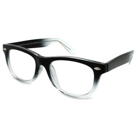 Edge I-Wear Vintage Horned Rim Flexible Frame Readering Glasses for Women Men Readers 2.25 540960TT/2.25-3(BLK-CL)