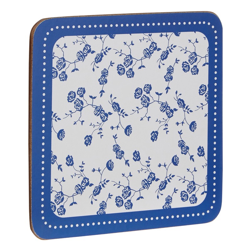 Premier Housewares Blue Rose Coasters - Set of 4