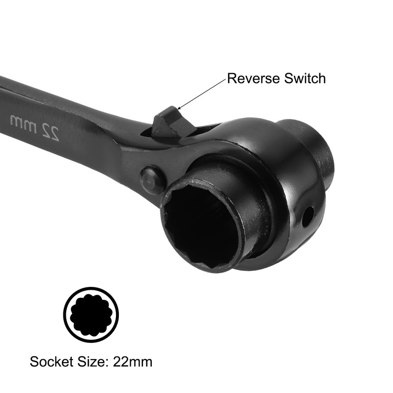 sourcing map 19 x 22mm 12-Point Scaffold Podger Ratchet Spanner