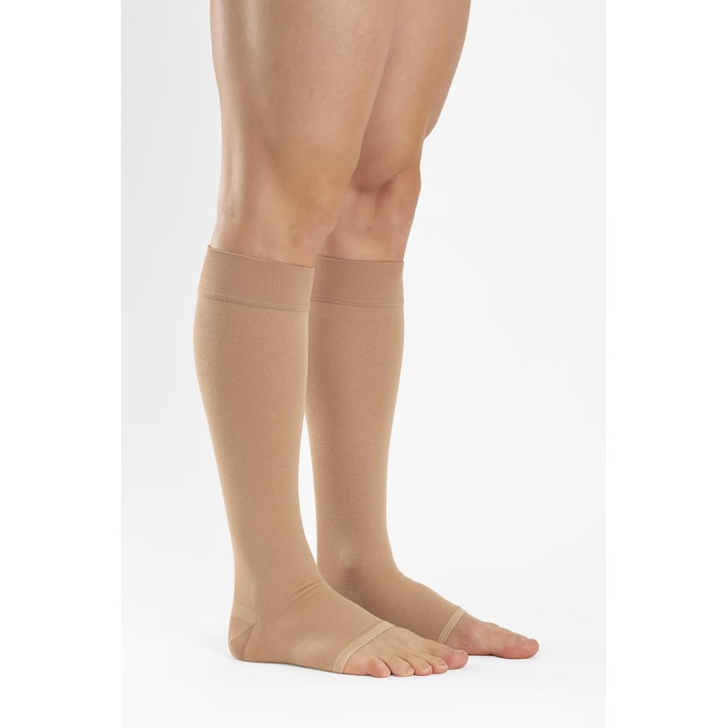 Relaxsan M2050A (Beige, Size 4) Cotton Open Toe Knee High
