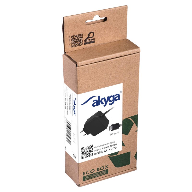 Akyga Notebook Power Supply AK-ND-70 5-20V / 3-3.25A 65W USB