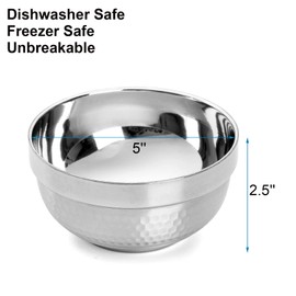 ZENFUN 6 Pack Stainless Steel Bowls, 17 Oz Double-Walled Insulated Bowls, Deep Round Soup Bowls Metal Snack Bowls, Anti-Slip Bowls for Rice, Fruit, Salad, Ice Cream, Multipurpose