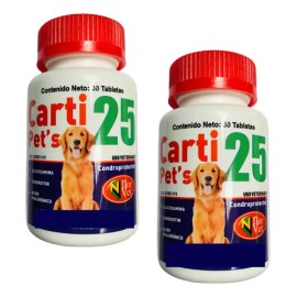 Paquete De 2 Frascos Tabletas Carti Pets 25, 30 Tabletas
