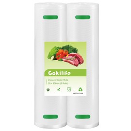 Gokilife Vacuum Sealer Bags Rolls - 2 Rolls 30 x 600 cm Sous Vide Bags, BPA Free, Durable Commercial Customized Size Food Bags for Food Storage and Sous Vide Cooking