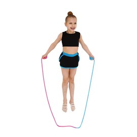 DRUNA Rhythmic Gymnastics Rope for Girls Weighted Training 165 gr. Length 3 Metres (Red-Yellow-Pink)