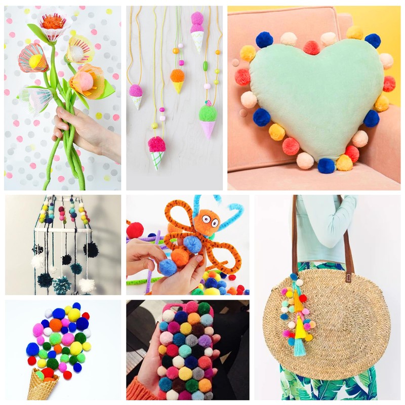 TOAOB 300 Pieces Pompoms 30 mm Colourful Pompom Fluffy Plush