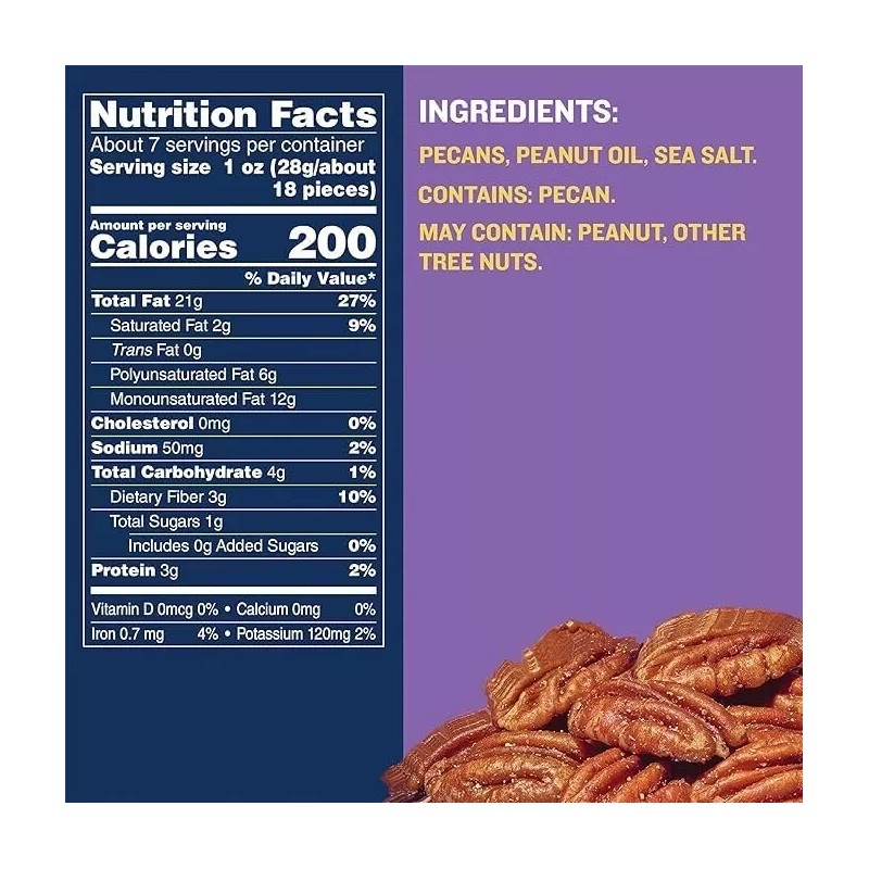 PLANTERS Roasted Pecans Salted Pecans Vegan Snacks, Kosher, Resealable -
