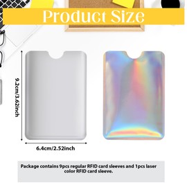 Vin Beauty 10PCS RFID Blocking Sleeves, Identity Theft Protection Secure Sleeves Set RFID Card Holder Credit Card Sleeve Secure Credit & ID Cards Holder(9 Regular + 1 Laser Color)