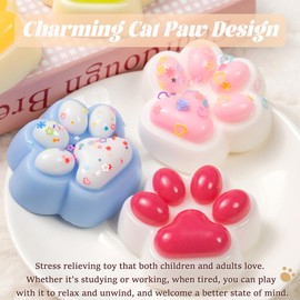 5 Pcs Taba Squishy Cat Paw Toys, Cute Cat Paw Squeeze Toys for Stress Relief, Soft Kawaii Squeeze Fidget Toys, Colorful Sensory Fidget Decompression Toy Set for Kids Adults