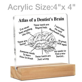 Funny Dentist Gifts for Women Men Dentist Birthday Christmas Gifts Atlas of a Dentist's Brain Clear Acrylic Desk Decorative Sign for Dental Clinic Home Office Decor