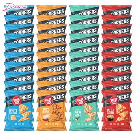 Pop-Cornners Snacks Gluten Free Chips, 5 Flavor Variety Pack 28 Count 1 oz Bags Packaged By Doomi, Individual Snack Bags in Sea Salt, White Cheddar, Sweet & Salty, Cinnamon Crunch and Spicy Queso Flavors - Low-Calorie Popcorn Chips for Snacking Care Packages Parties & More
