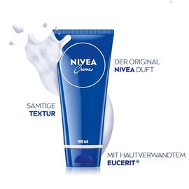 NIVEA Creme Tube Universalpflege, klassische Feuchtigkeitscreme für alle Hauttypen, reichhaltige Hautpflege mit hautverwandtem Eucerit (100 ml)