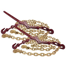 Mytee Products 3/8" Grade 70 Chain and Binder Kit | (2) 3/8" - 1/2" G70 Lever Style Snap Binder & (2) 3/8" x 16' G70 Chain w/Grab Hooks | 5400 lbs Safe Load Limit for Truck & Flatbed Trailer