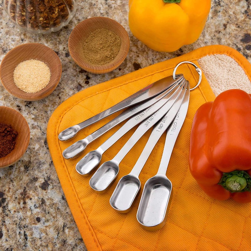 LOKIPA Heavy Duty Stainless Steel Metal Measuring Spoons for Dry