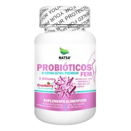 Probióticos Fem 100 Cápsulas, Probióticos Para Mujer con 8 Cepas Ultra Premium, 5 Billones, Reforzado con Cranberry, Inulina de Agave y Vitamina C, Ca