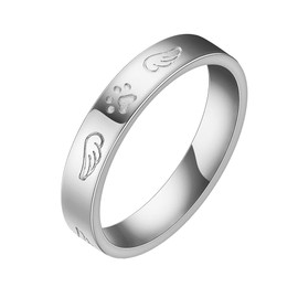 QIAMNI Animal Paw Print Rings Fashion Cute Dog Cat Footprint Finger Ring Stainless Steel Jewelry Gift for Women Girls(Silver2)