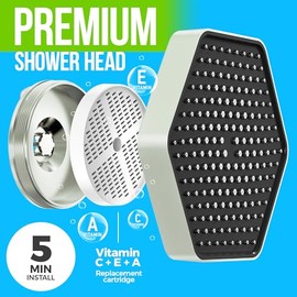 AquaHomeGroup Luxury Rain Shower Head with Filter - Reduces Chlorine, Rust and Sediment - Vitamin C E and A - High Pressure - Spa Effect - Brushed Nickel