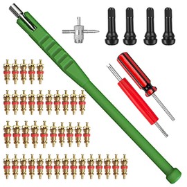 Sayago 40 Piece Valve Tool Set, Valve Tool Kit, Tyre Valve Core Tool Set, Tyre Repair Tool, 1 Piece 4-Way Valve Tool, 40 Pieces Valve Core, 1 Piece Double Valve Remover