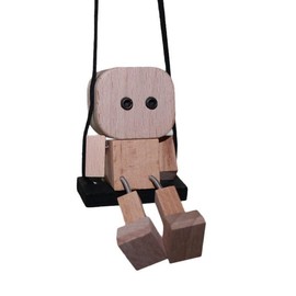 Shaking Wooden Man Figurine, Handmade Feet Shaking Wooden Car Ornament