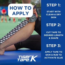 TIGERTAPES - Tiger K Tape Black and White Logo (5cm x 5m) – Kinesiology Tape Uncut Roll Elastic Therapeutic Muscle Support Tape for Exercise, Sports & Injury Recovery - Water Resistant, Hypoallergenic