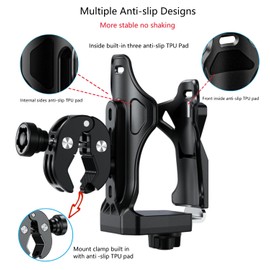 Kewig Anti-Theft Motorcycle Cup Holder, Extra Large Adjustable Size Bike Water Bottle Holder for 1.95 – 3.6" Diameter Bottles, Motorcycle Drink Holder for Stroller, Moto, Bicycle, Scooter, Wheelchair