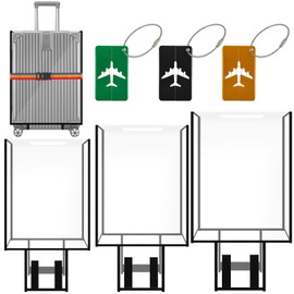 3 Pieces Suitcase Cover,20" 24" 28" Clear PVC Luggage Covers Protectors Thicken Anti-scratch Travel Suitcase Covers with 6 Pieces Luggage Tag and Strap