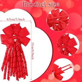 Wincredulous 2 Pieces Hair Bow Spiral Streamers, School Hair Streamer Spiral Hair Ties Ponytail Holder for Toddler Girls Kids, Red Gingham Hair Accessories for School Activities Daily Decor