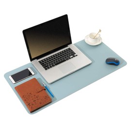 ARNTY Leather Desk Mat, Large Laptop Table Mat, Desk Mat, Ultra Thin Desk Mat Made of PU Leather, Desk Mat for Office or Home Area (Blue and Grey, 60 x 35 cm)