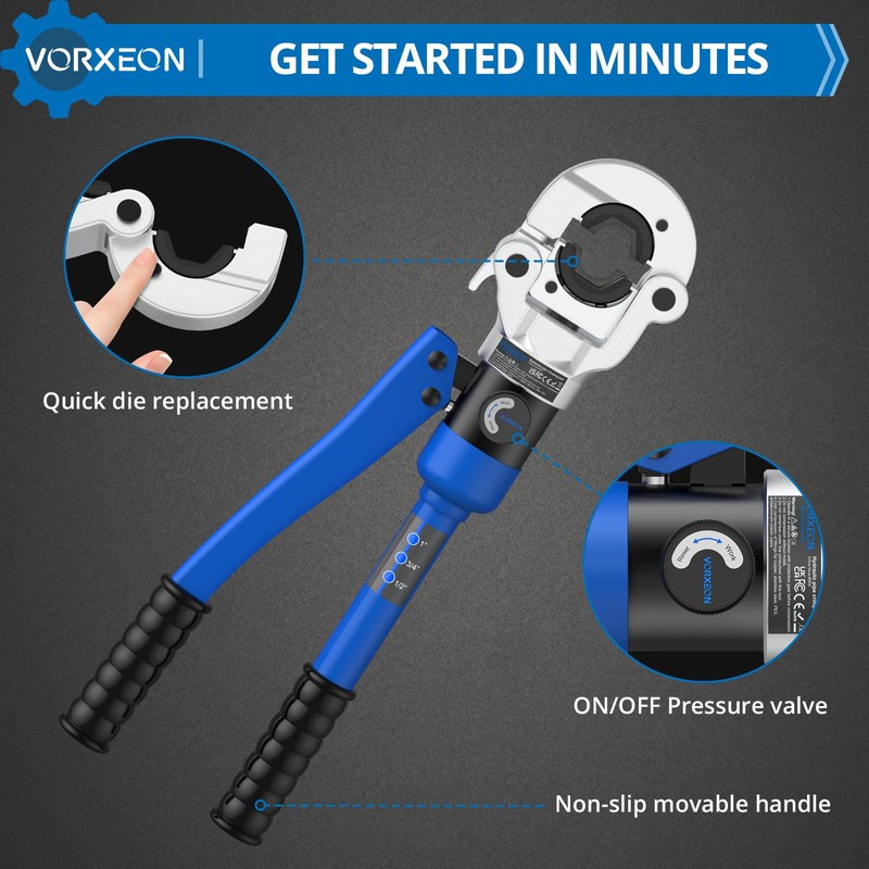 VORXEON Copper pipe Pro press crimper 8 Ton Hydraulic Tube