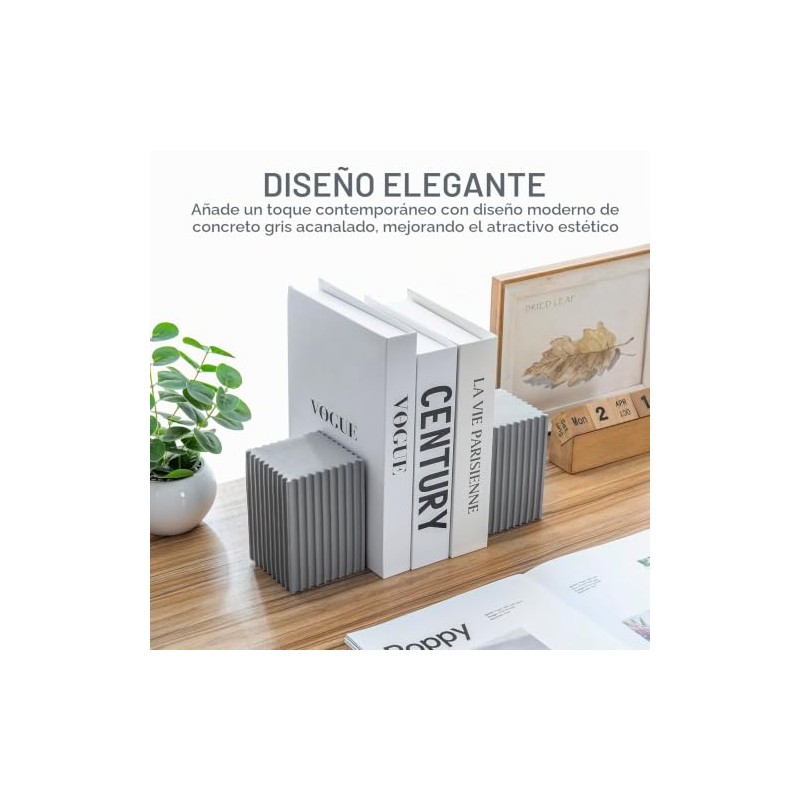 MyGift - Sujetalibros para estantes, modernos sujetalibros decorativos de bloques