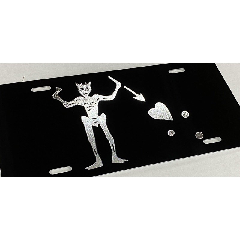 Blackbeard Pirate Flag License Plate Edward Teach Diamond Engraved Front