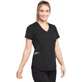Grey's Anatomy BARCO Grey's Anatomy GIT087 5-Pocket V-Neck Moto Stitch Scrub Top Black 3XL