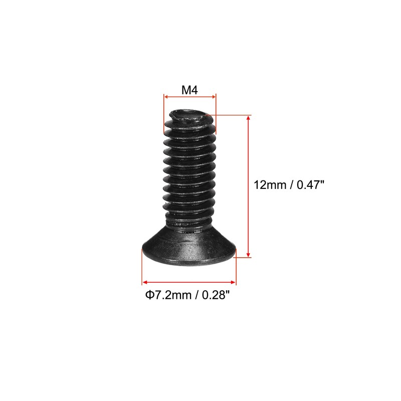 sourcing map M4 x 12mm Phillips Screw Fastener Black for