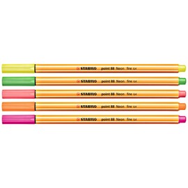 STABILO Point 88 Neon Fineliner - Thin Pens (Orange, Yellow)